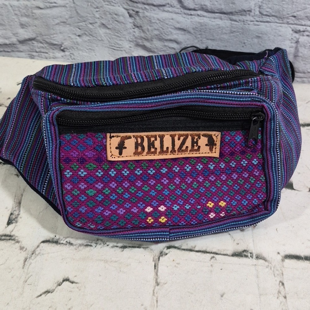 VTG 90's Belize Woven Fanny Pack Hipster Boho‎ Bum Bag Travel Souvenir